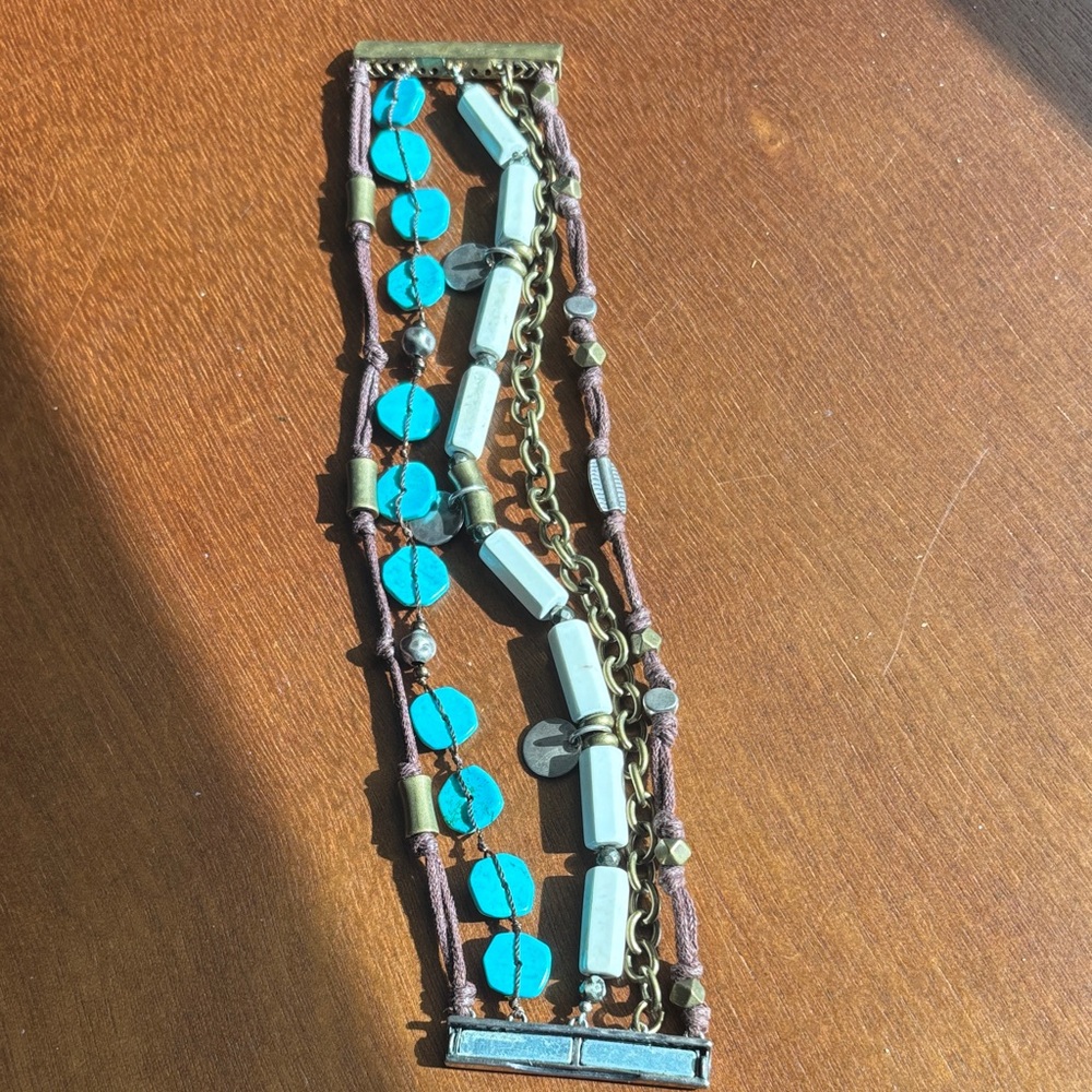 Turquoise and Brown Beaded Bracelet